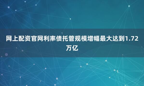 网上配资官网利率债托管规模增幅最大达到1.72万亿