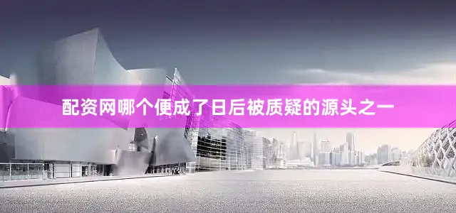 配资网哪个便成了日后被质疑的源头之一